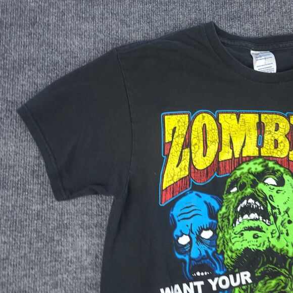 Zombies Graphic T Shirt Mens Medium Black Cotton Halloween Casual - Picture 4 of 11